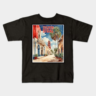 Sisal Yucatan Mexico Vintage Tourism Travel Kids T-Shirt